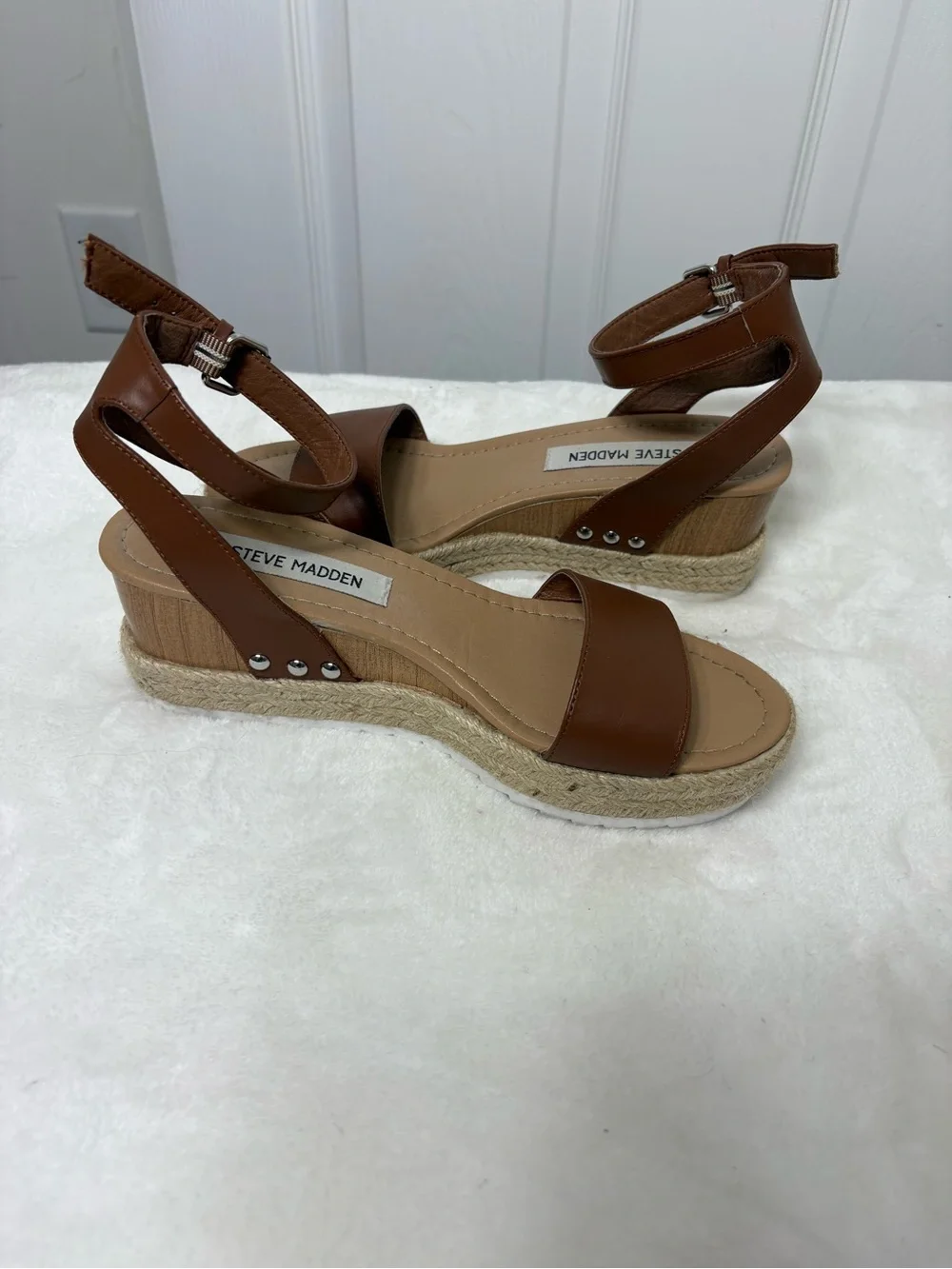 Steve Madden Brown Espadrille Ankle Strap Wedge Sandals